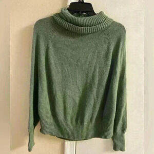 Lafayette 148 sweater poncho‎ olive green turtleneck mohair alpaca blend Small